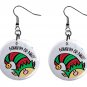 Naughty or Nice Peeking Elf, Button Earrings Jewelry 1" Dangle MADE IN USA NEW