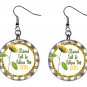 Religious Christian Flower Button Earrings Jewelry 1" Dangle MADE IN USA NEW