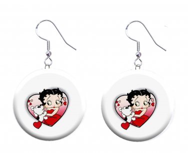Cartoon Betty Boop Dangle Button Earrings Jewelry Novelty NEW