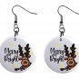 Merry & Bright Reindeer, Button Earrings Jewelry 1" Dangle MADE IN USA NEW