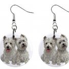 Pair of Westie Terriers Dog Pets Button Earrings Jewelry 1" Dangle MADE IN USA