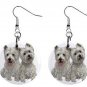 Pair of Westie Terriers Dog Pets Button Earrings Jewelry 1" Dangle MADE IN USA