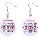 New Slot Machine Lucky 7 1" Round Button Dangle Earrings Jewelry- Casino - NEW New Slot Machine Lucky 7 1" Round Button Dangle Earrings Jewelry- Casino - NEW