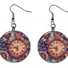 3D Looking Steampunk Clock Button Earrings Jewelry 1" Dangle MADE IN USA NEW 3D Looking Steampunk Clock Button Earrings Jewelry 1" Dangle MADE IN USA NEW