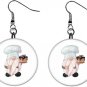 Baking Baker Gnome Button Earrings Jewelry 1" Dangle MADE IN USA NEW