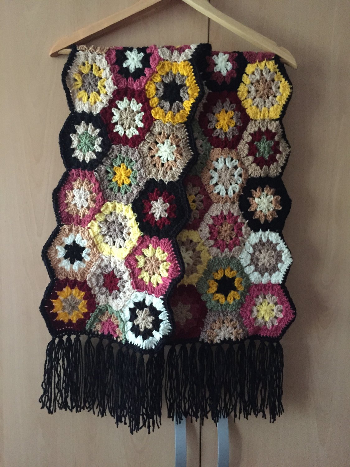 Granny square crochet scarf