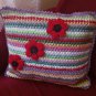 Crochet Striped Pillow Multicolor Handmade Cushion