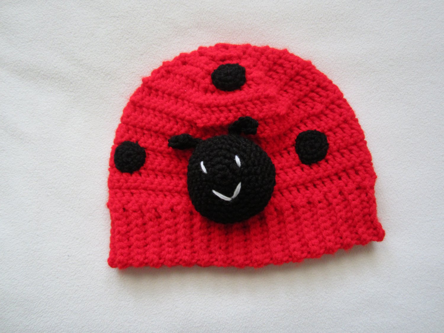 Crochet lady bug hat
