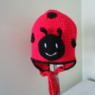 Crochet lady bug earflap hat