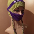 Crochet earflap ninja turtle hat
