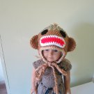 Crochet earflap  monkey hat for American girl doll and Waldorf doll