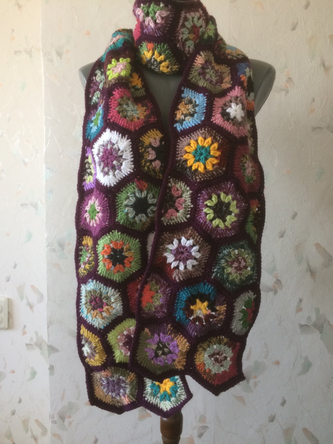 Granny Square Crochet Scarf