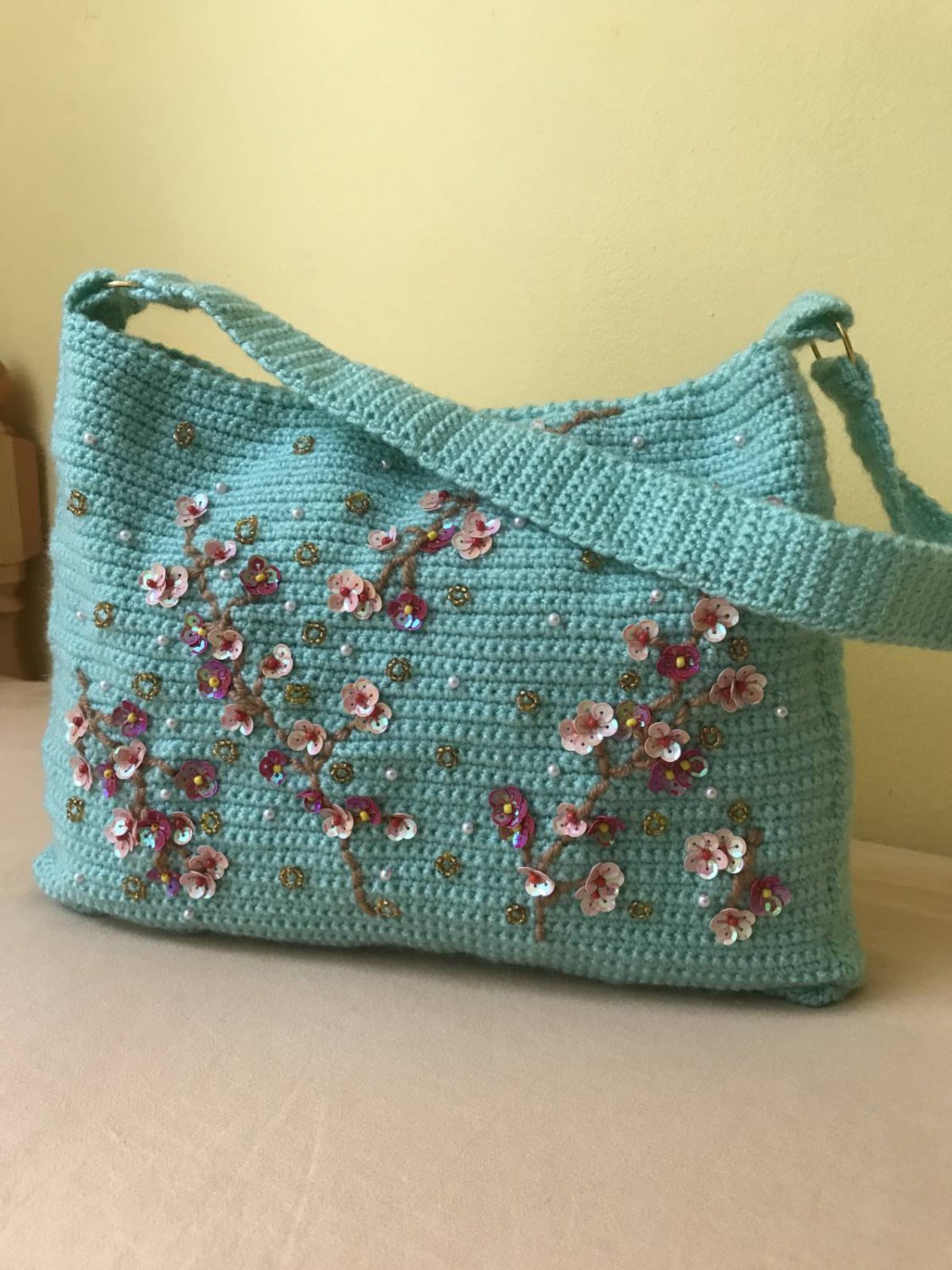 cherry crochet bag