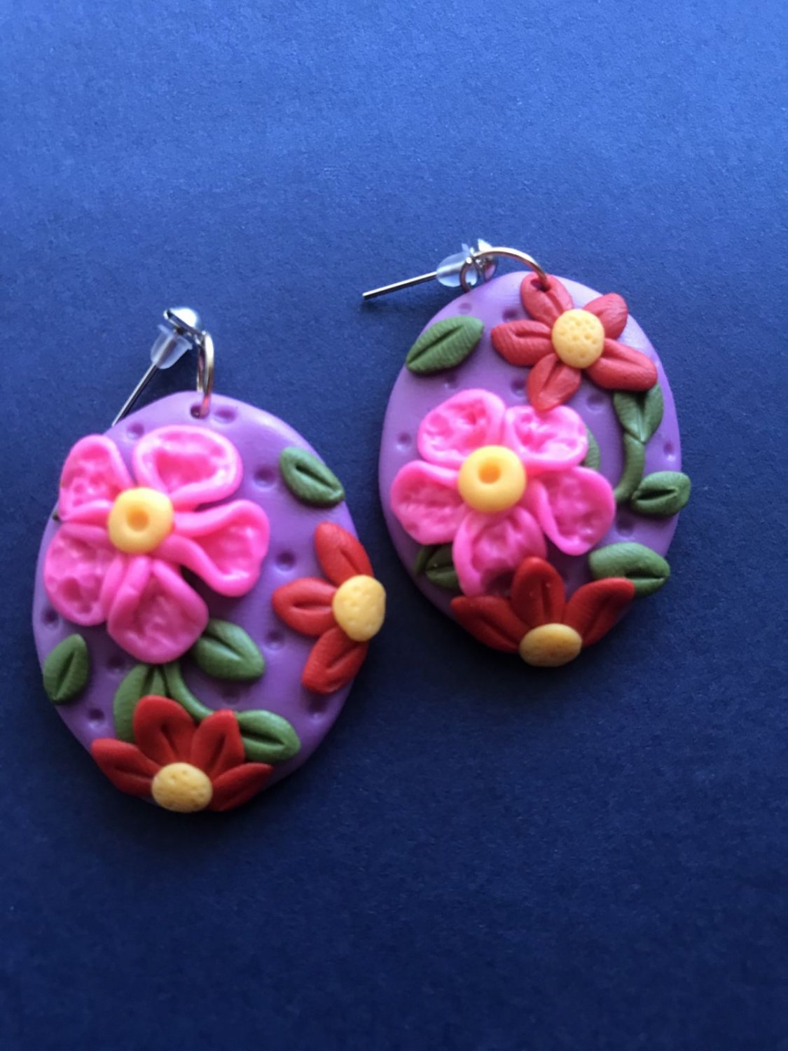 Violet polymer clay earrings
