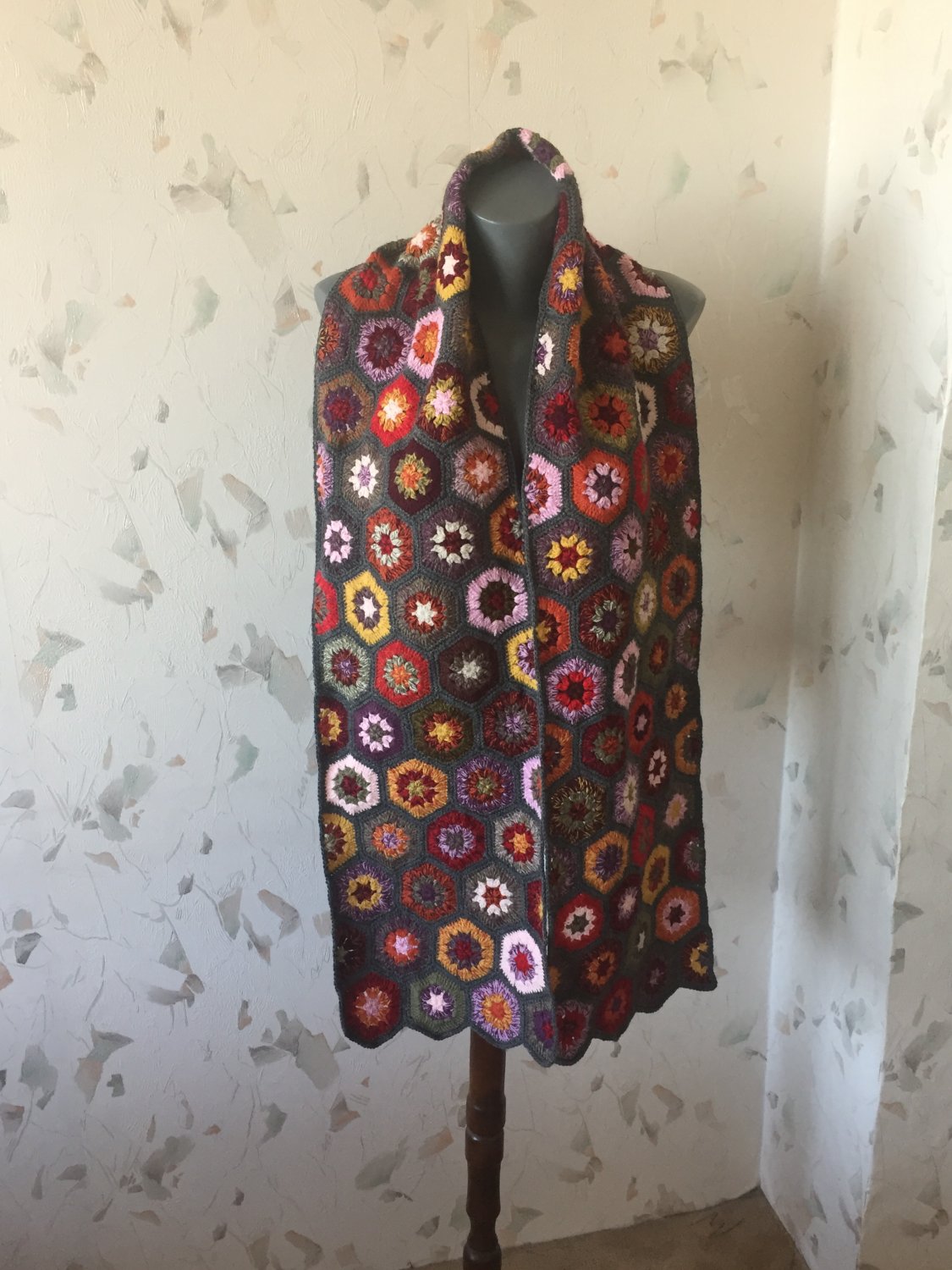 Granny Square Crochet Scarf