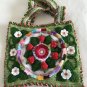 Free Form Strawberry bag...Art Pouch... 3D Irish Crochet Bag...