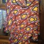 Ashley Stewart Women's Plus Size Aztec Cold Shoulder Blouse Langouste 14/16 Plus