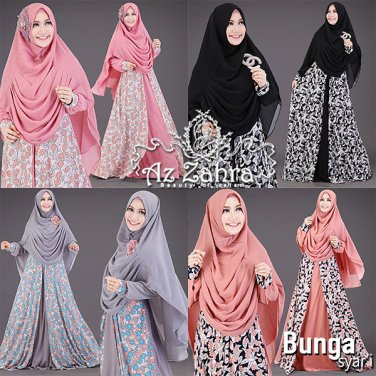 abaya bunga syari