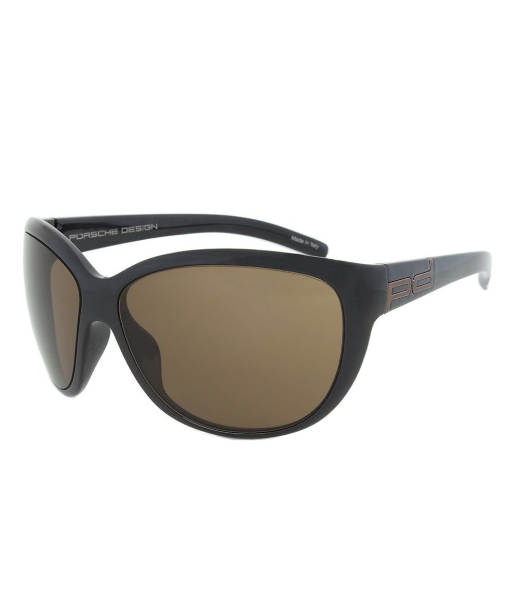 Porsche Design Women Black Frame Brown Lens Sunglasses P8524 A New w/ Case ITALY