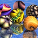 Yellow balls floating down the river Isala
