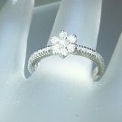 Cluster Flower Diamond Engagement Band Ring White Gold 18kt