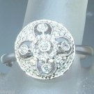 Antique Style 0.23ct Diamond Pave Circle Halo Ring White Gold 14kt