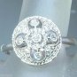 Antique Style 0.23ct Diamond Pave Circle Halo Ring White Gold 14kt