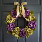 Hydrangea Wreath | Green & Purple | Front Door Wreath | Wreath | Winter Wreath | Housewarming Gift