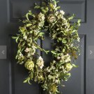 Nearly Natural 24 in Mixed Hydrangea Wreath Front Door Wreaths | Spring Wreath | Oval Wreath
