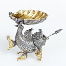 Silver caviar plate bowl "Gold Fish"