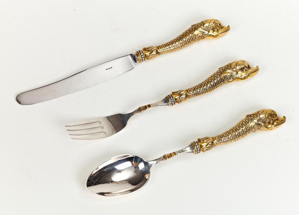 Silver Flatware set "Dolphin"