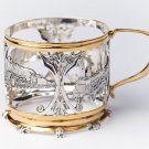 Silver Tea Glass Cup Holder Podstakannik "Locomotive"