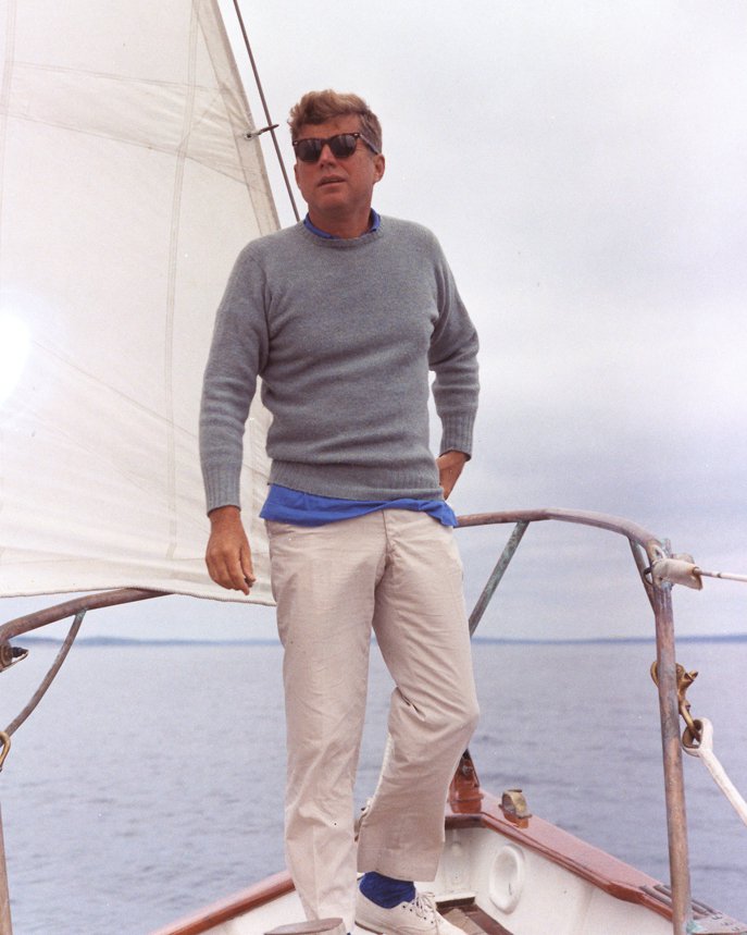 PRESIDENT JOHN F. KENNEDY ON YACHT "MANITOU" OFF MAINE COAST 8X10 PHOTO ...