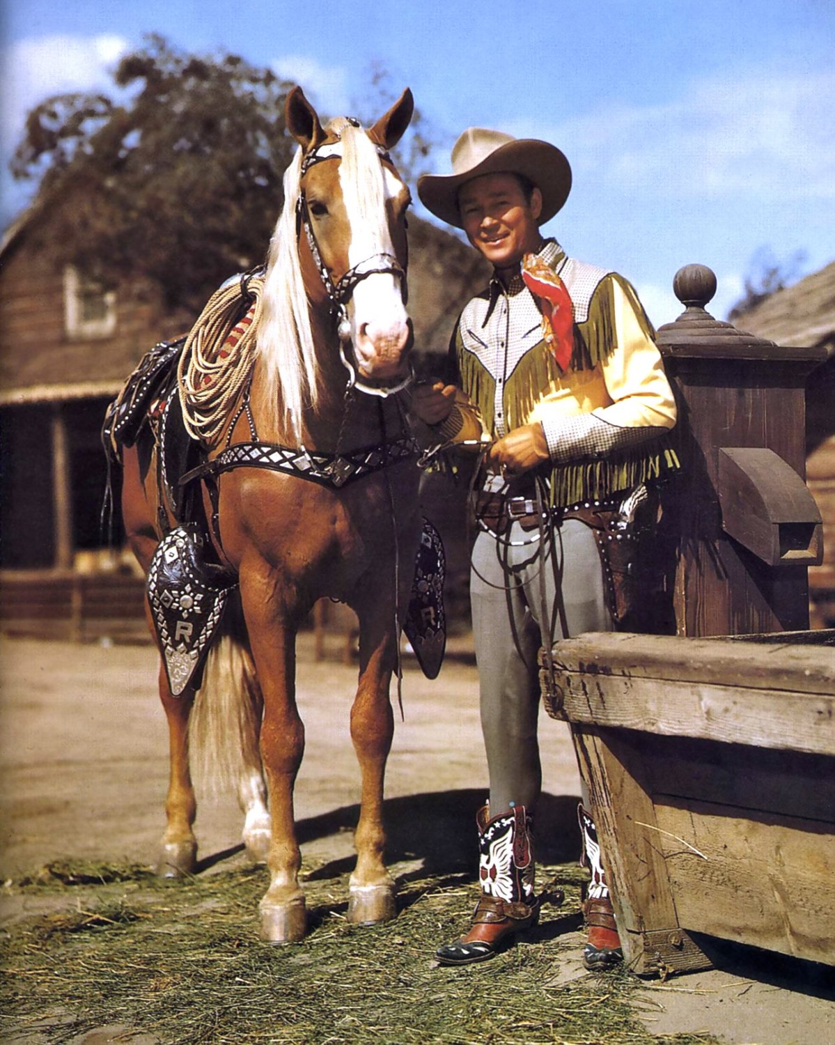 ROY ROGERS WITH HIS PALOMINO HORSE "TRIGGER" 8X10 NASA PHOTO (AA599)