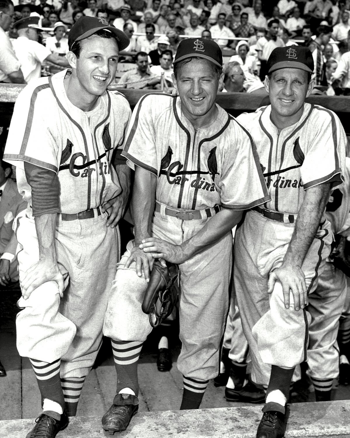 ST. LOUIS CARDINALS HOFs STAN MUSIAL, JOE MEDWICK & ENOS SLAUGHTER - 8X10 PHOTO (ZZ-191)