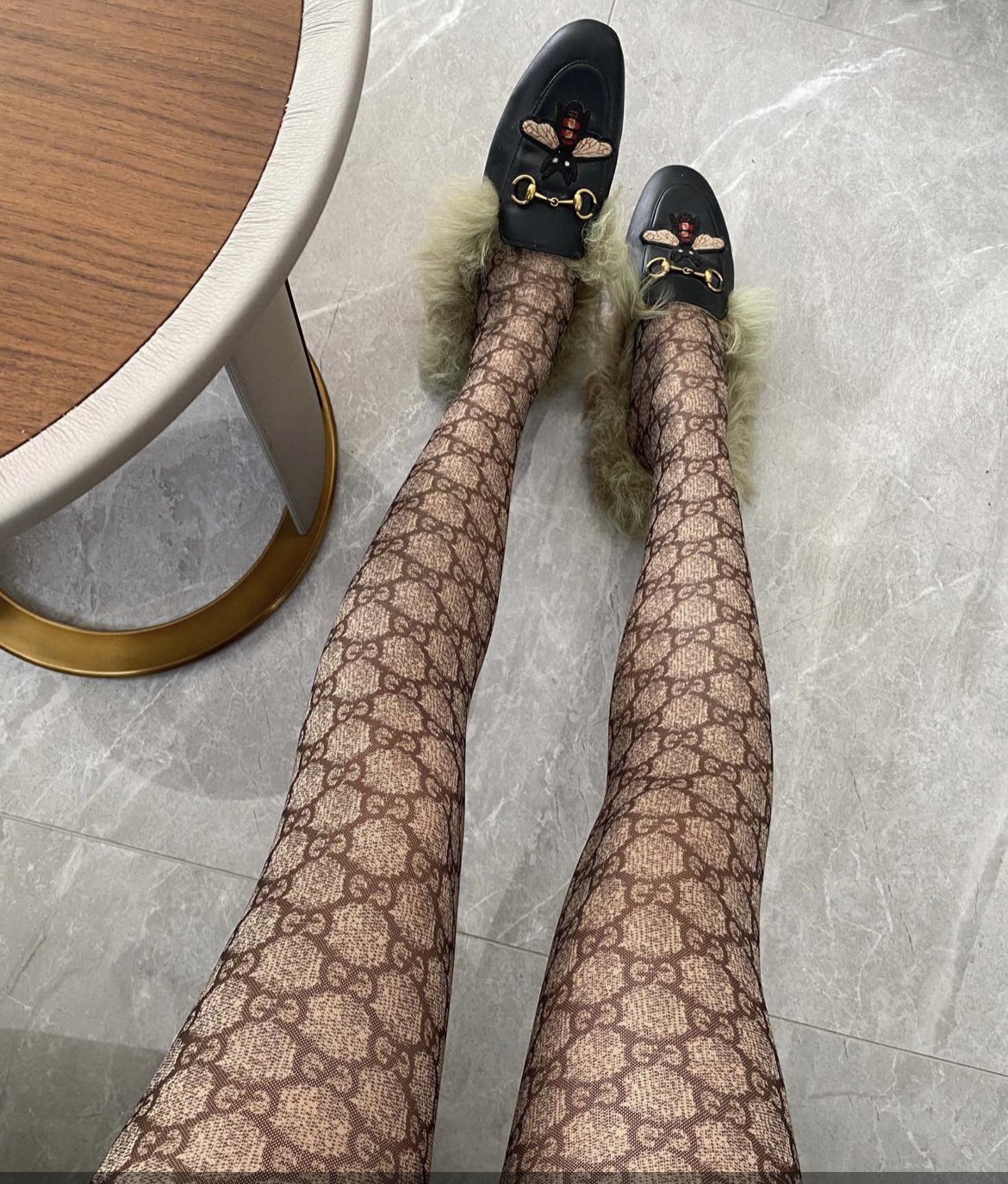 Brown classic Gucci tights stockings new