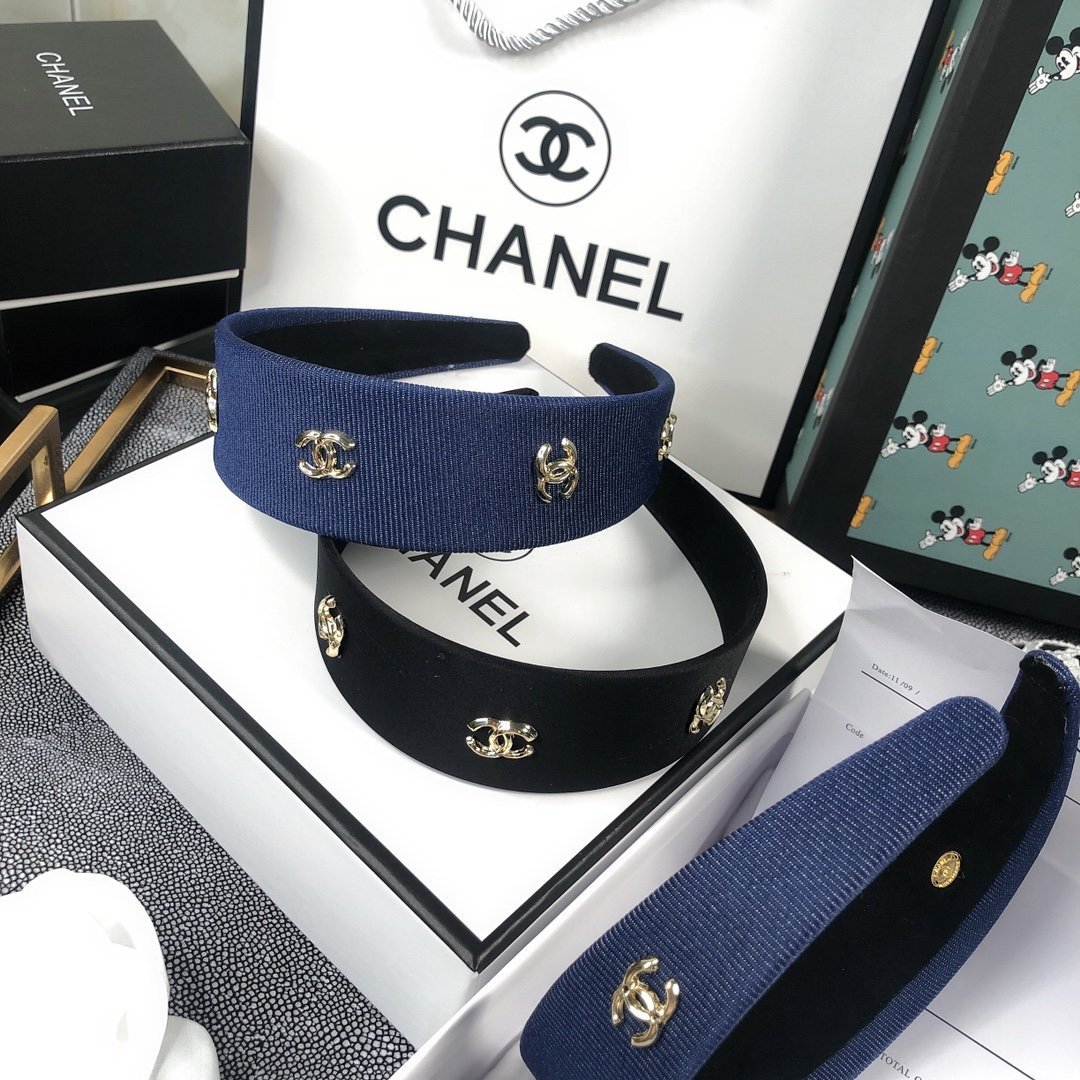 Chanel blue and black headbands