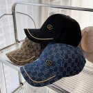 Gucci hat baseball hat leather trim