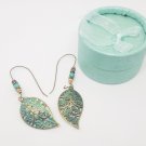 Designer Blue Leaf Earrings Bohemian Jewelry Trendy Designer Accessories