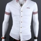 Summer Casual Shirt Mens Dress Shirts Male Solid Color Metal Bag Buckle Short Sleeve Shirt