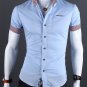 Summer Casual Shirt Mens Solid Color Metal Bag Buckle Short Sleeve Shirt