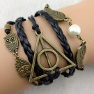 free shipping owl Wings & Deathly Hallows Charm Bracelet - Harry Potter Inspired Bracelets