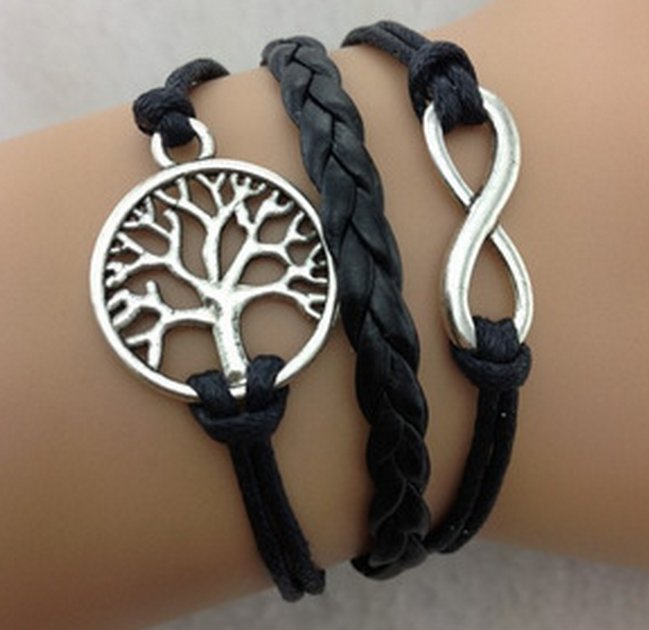 Free Shipping Infinity tree antique silver charm bracelet for girls and boys