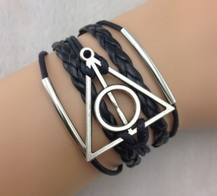 Free Shipping Wax Cords and Imitation Leather Charm Bracelet