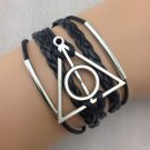Free Shipping Wax Cords and Imitation Leather Charm Bracelet