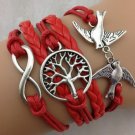 Free Shipping Infinity Tree and Birds Bracelet