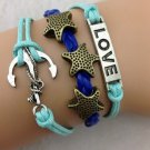 Free Shipping Bead Love Anchor Braid Bracelet
