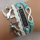 Free Shipping Infinity, Love Birds & Best Friend Charm Bracelet