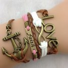 Free Shipping Love, Infinity, Faith & Anchor Charm Bracelet