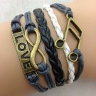 Free Shipping Infinity Iove White Grey Charm Bracelet for Girls